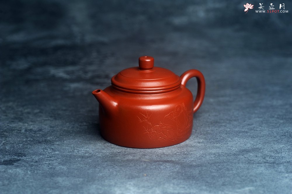 紫砂壶图片：美壶特惠 优质小品朱泥德中 装饰人物 特文气 - 美壶网