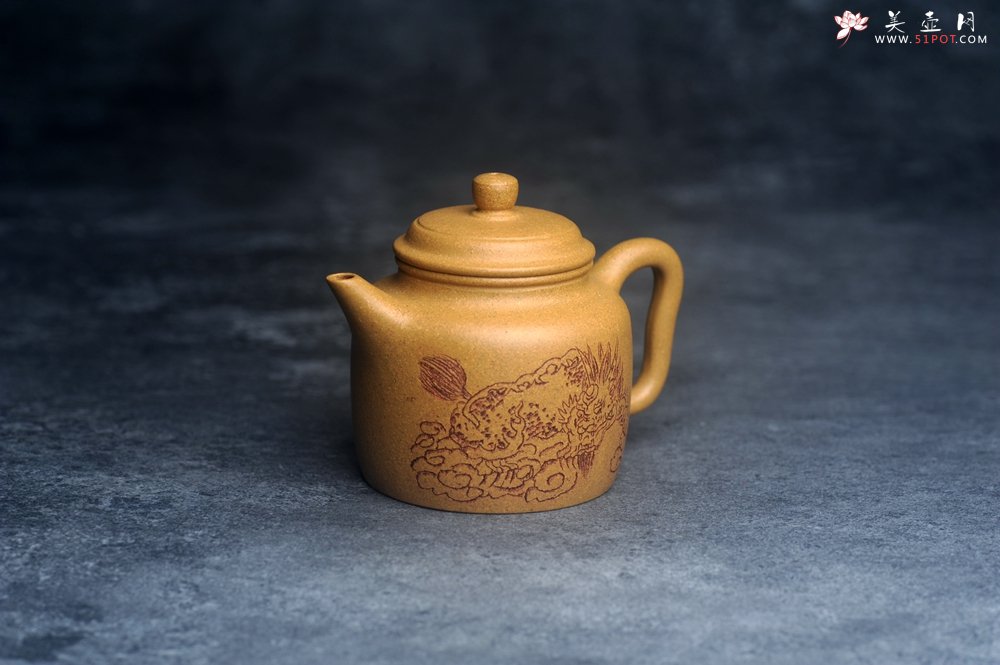紫砂壶图片：美壶特惠 优质段泥德中 装饰瑞兽图 特文气 - 美壶网
