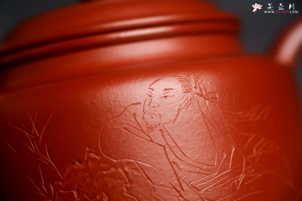 紫砂壶图片：美壶特惠 优质小品朱泥德中 装饰人物 特文气 - 美壶网