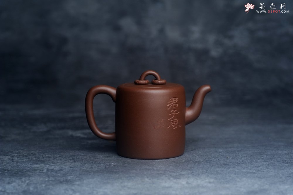 紫砂壶图片：美壶特惠 潜力股王静然 优质文革紫泥双圈壶 君子风 装饰文雅 - 美壶网