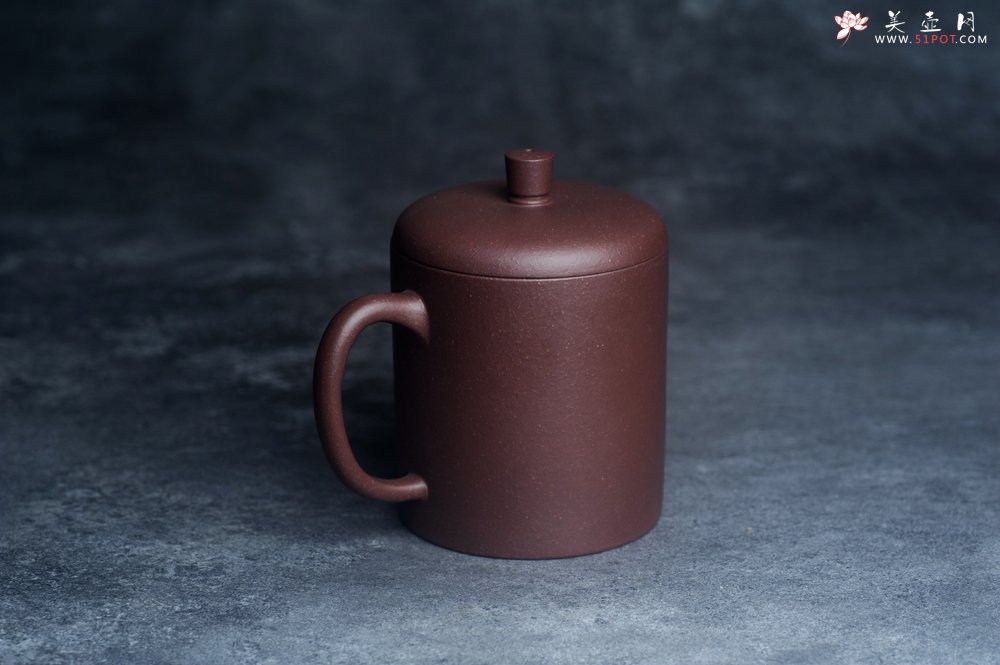 紫砂壶图片：优质紫泥 厚实朴玉杯 特惠紫砂盖杯 - 美壶网
