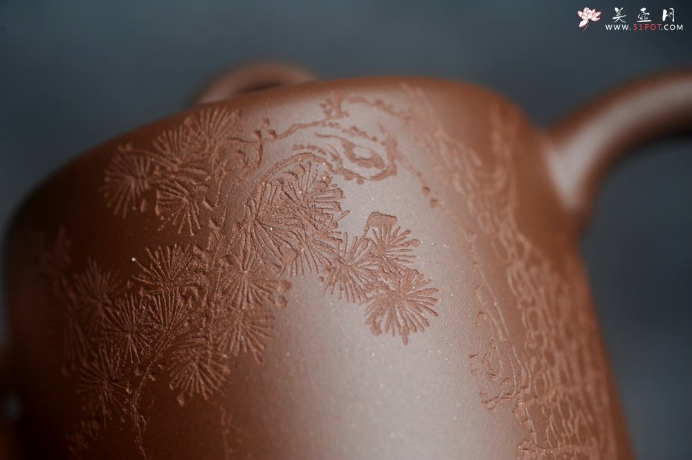 紫砂壶图片：美壶特惠 潜力股王静然 优质文革紫泥双圈壶 君子风 装饰文雅 - 美壶网