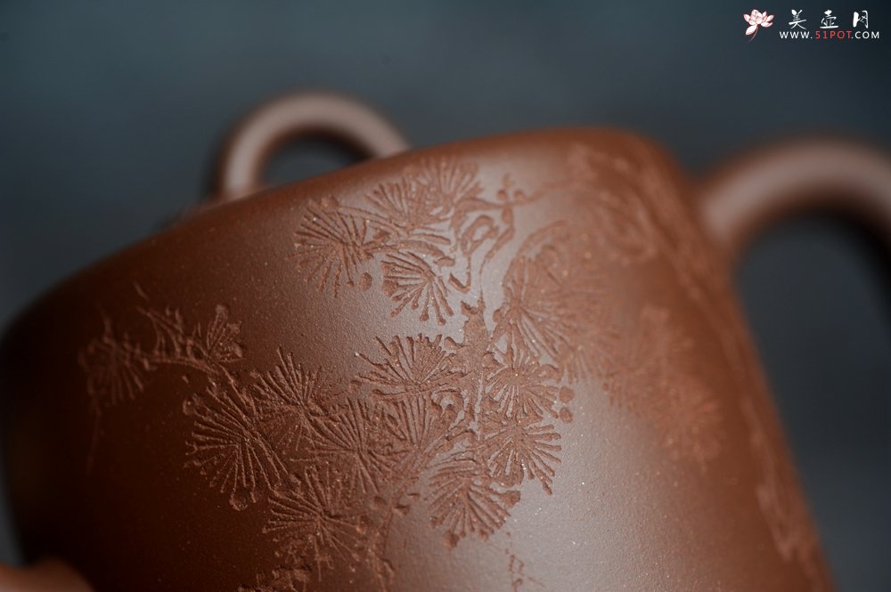 紫砂壶图片：美壶特惠 潜力股王静然 优质文革紫泥双圈壶 君子风 装饰文雅 - 美壶网