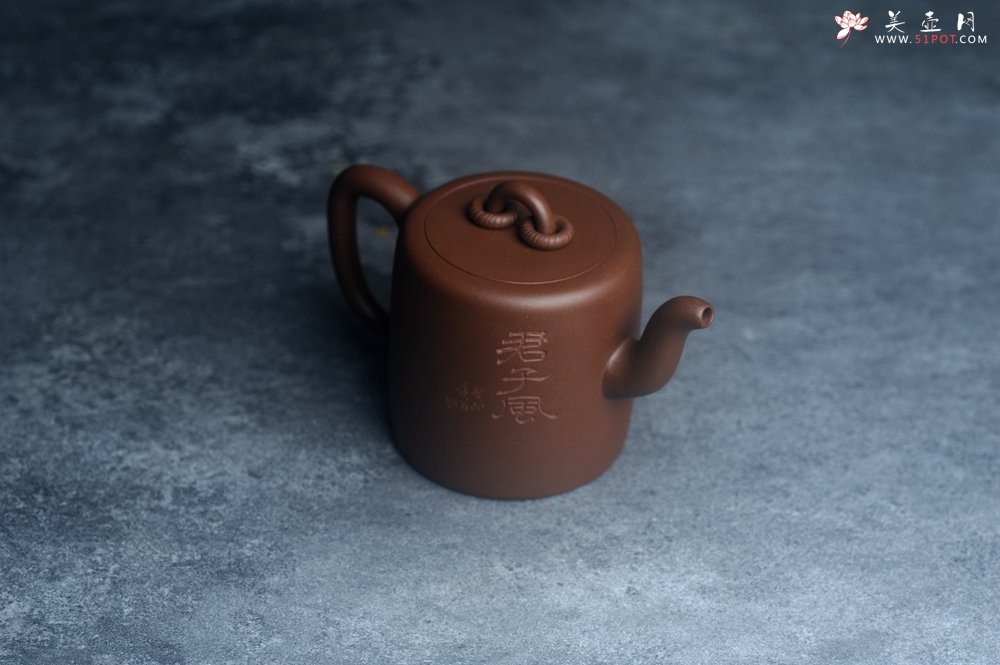 紫砂壶图片：美壶特惠 潜力股王静然 优质文革紫泥双圈壶 君子风 装饰文雅 - 美壶网