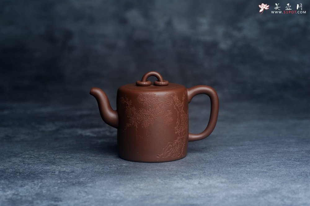 紫砂壶图片：美壶特惠 潜力股王静然 优质文革紫泥双圈壶 君子风 装饰文雅 - 美壶网