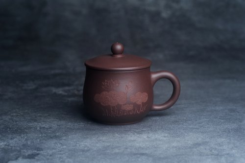 美壶定制紫砂壶 美杯特惠 办公旅行便携式茶具荷叶盖杯 泥料超好 原矿紫泥