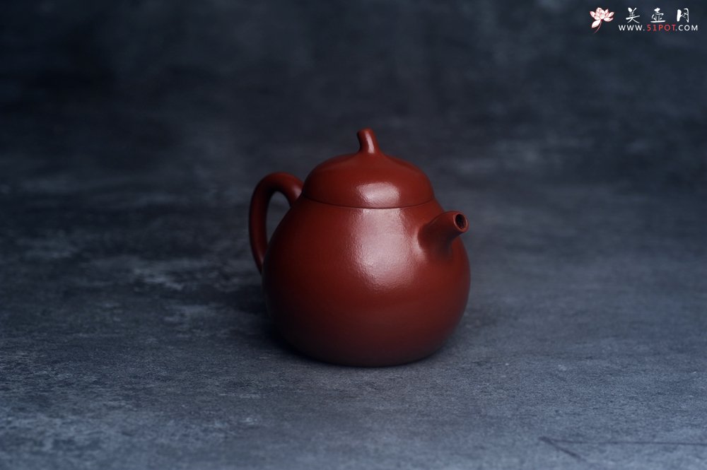紫砂壶图片：美壶特惠 油润大红袍朱泥茄瓜壶 特文气 - 美壶网