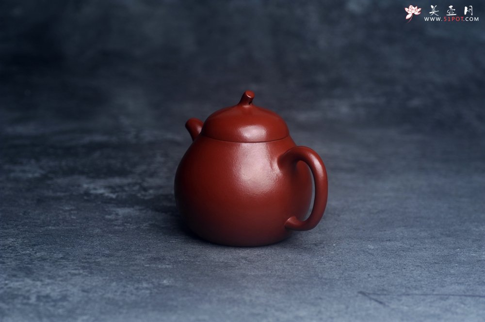 紫砂壶图片：美壶特惠 油润大红袍朱泥茄瓜壶 特文气 - 美壶网
