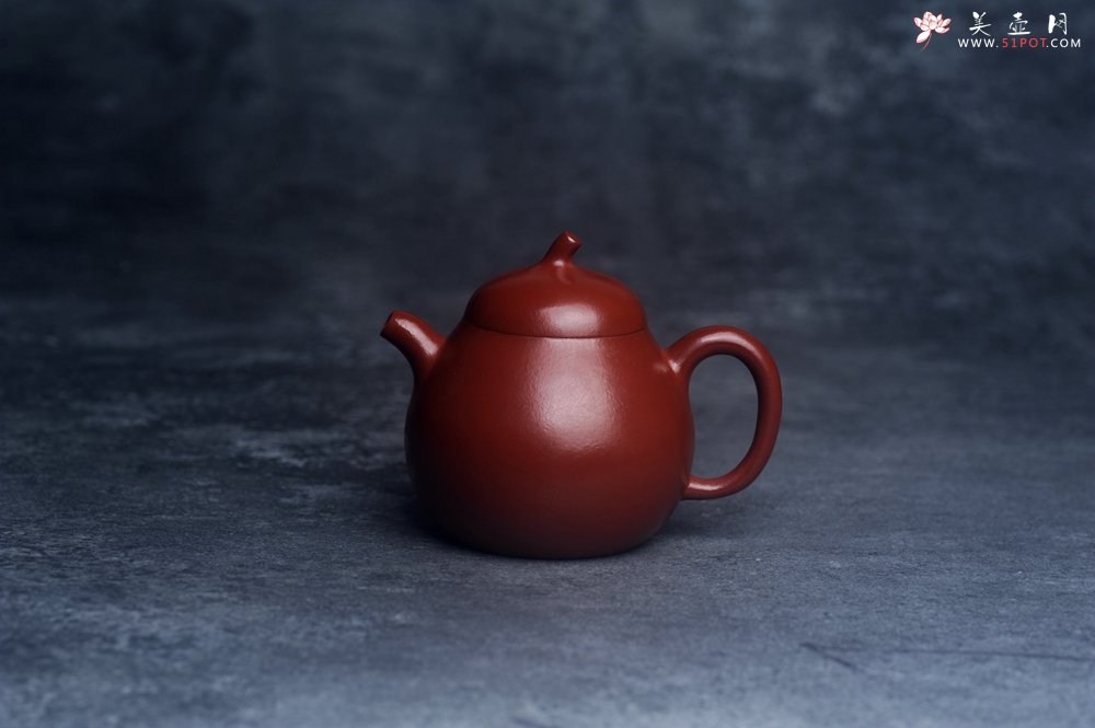 紫砂壶图片：美壶特惠 油润大红袍朱泥茄瓜壶 特文气 - 美壶网