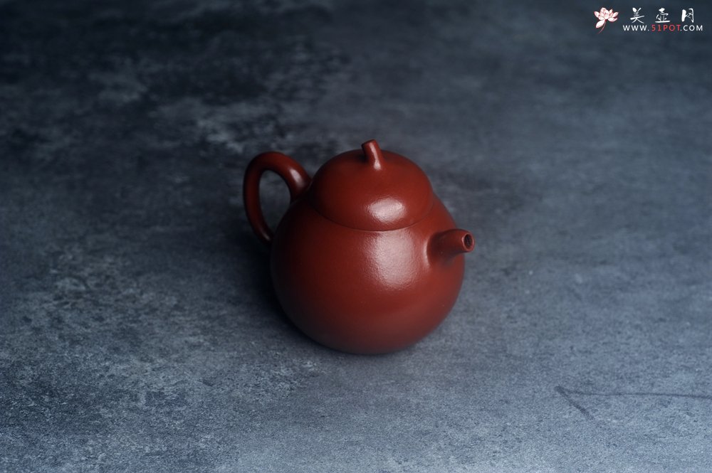 紫砂壶图片：美壶特惠 油润大红袍朱泥茄瓜壶 特文气 - 美壶网