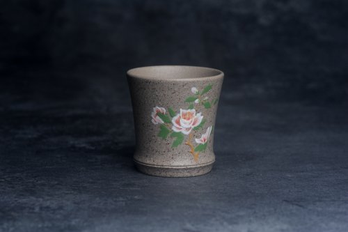 美壶定制紫砂壶 美美杯特惠 精致雪花段泥白玉兰主人杯 芝麻段