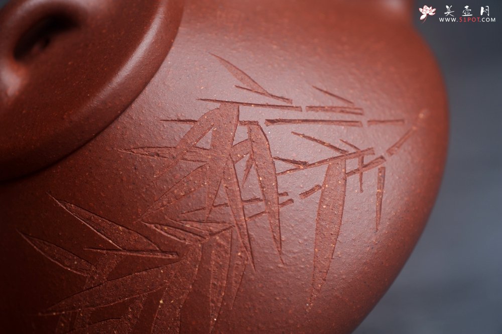 紫砂壶图片：美壶福利特惠 精致特好降坡泥子冶石瓢 刻竹 特文气 - 美壶网