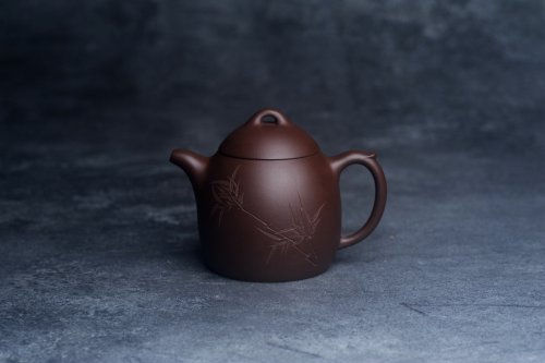 美壶定制老师紫砂壶 美壶福利特惠 精致特好老紫泥秦权壶 刻竹子 特文气 原矿紫泥