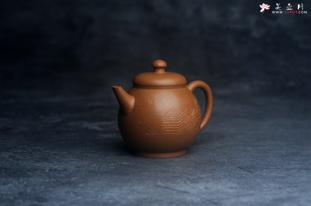 紫砂壶图片：美壶特惠 精致特好黄降坡泥高宫灯壶 装饰特文气 - 美壶网