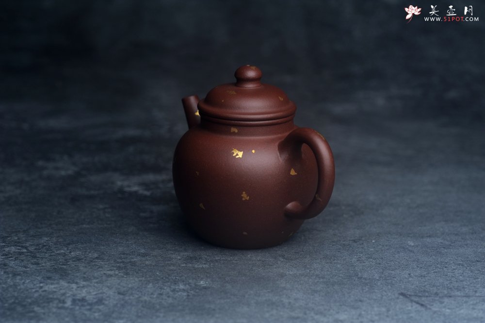 紫砂壶图片：美壶特惠 精致老紫泥洒金宫灯壶 - 美壶网
