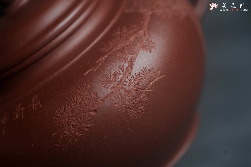 紫砂壶图片：美壶特惠 老紫泥听松笑樱 茶人醉爱 - 美壶网