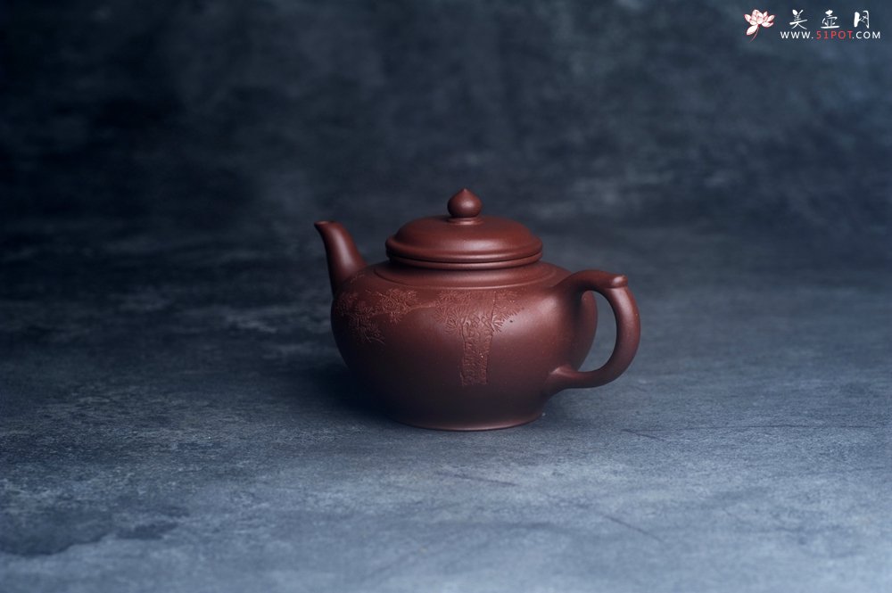 紫砂壶图片：美壶特惠 老紫泥听松笑樱 茶人醉爱 - 美壶网