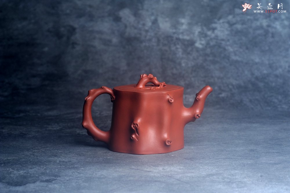 紫砂壶图片：美壶特惠 紫砂厂老艺人查建英全手工小红泥梅桩壶 茶人醉爱 - 美壶网