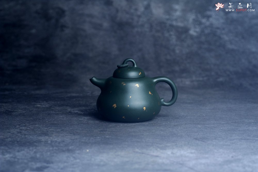 紫砂壶图片：美壶特惠 特好墨绿泥福禄葫芦壶 茶人醉爱 - 美壶网