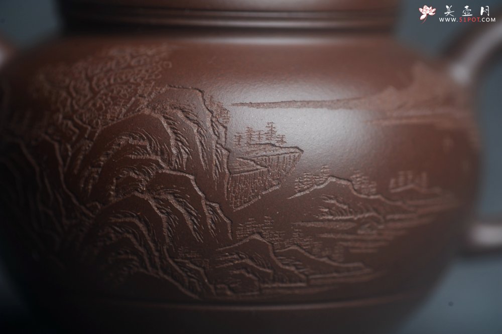 紫砂壶图片：美壶特惠 特好老紫泥山水佳音巨轮壶 茶人醉爱 - 美壶网