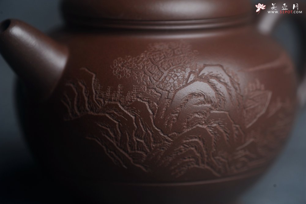 紫砂壶图片：美壶特惠 特好老紫泥山水佳音巨轮壶 茶人醉爱 - 美壶网
