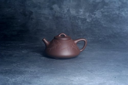 美壶定制老师紫砂壶 美壶特惠 特好老紫泥子冶石瓢 刻竹特文气 原矿紫泥