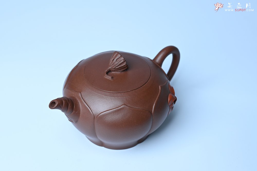 紫砂壶图片：美壶特惠 贴花活灵活现 精致荷花壶 茶人醉爱 - 美壶网