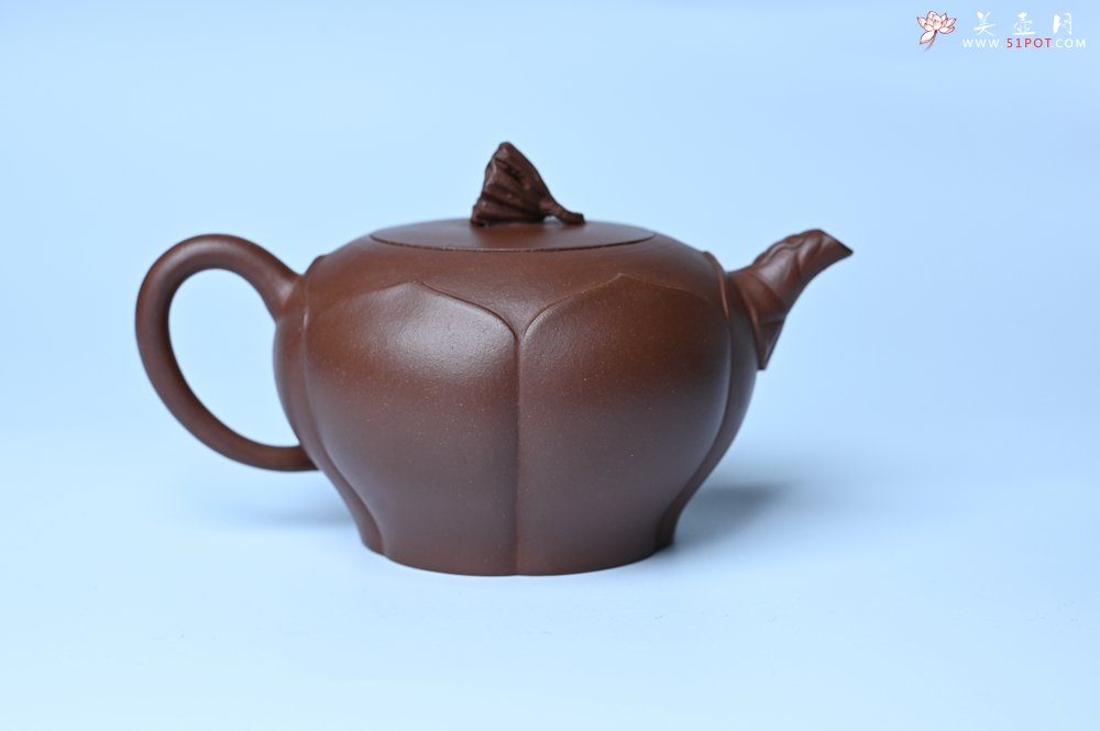紫砂壶图片：美壶特惠 贴花活灵活现 精致荷花壶 茶人醉爱 - 美壶网