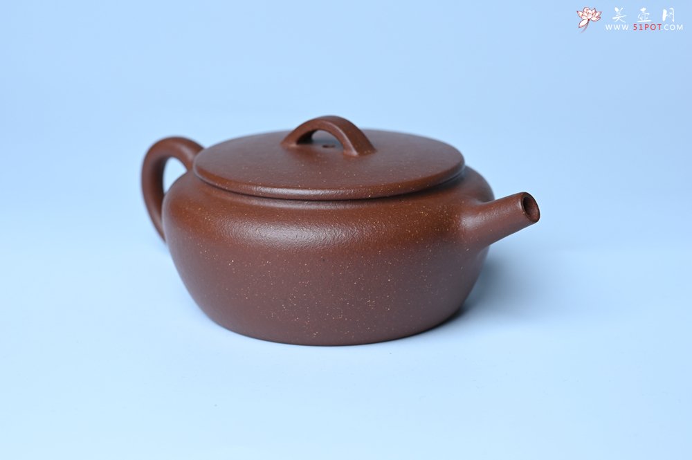 紫砂壶图片：美壶特惠 优质红降坡泥大口玉扁壶 茶人醉爱 - 美壶网