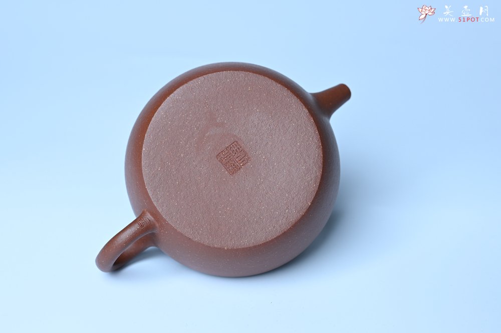 紫砂壶图片：美壶特惠 优质红降坡泥大口玉扁壶 茶人醉爱 - 美壶网