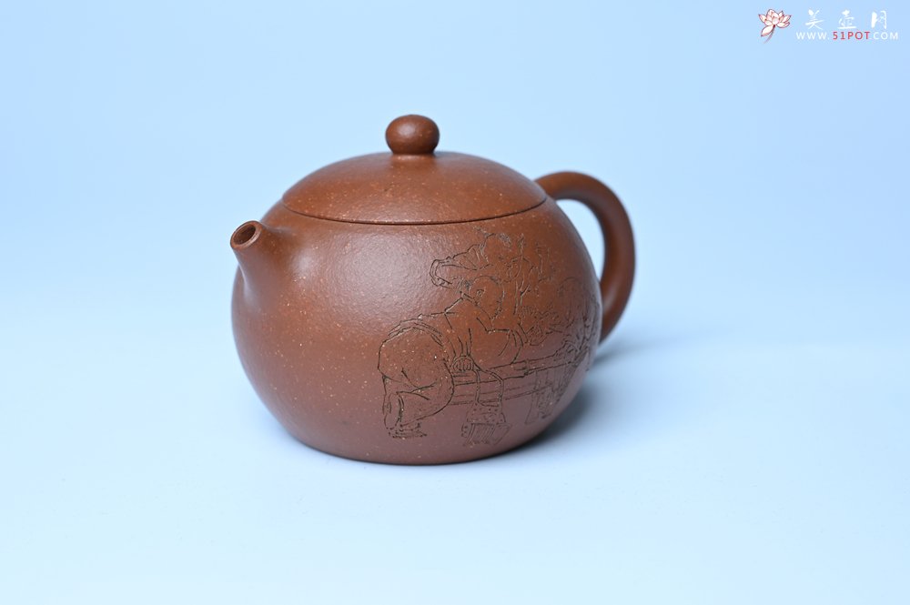 紫砂壶图片：油润降坡泥全手工小品西施壶  装饰童子图 天真无邪 - 美壶网