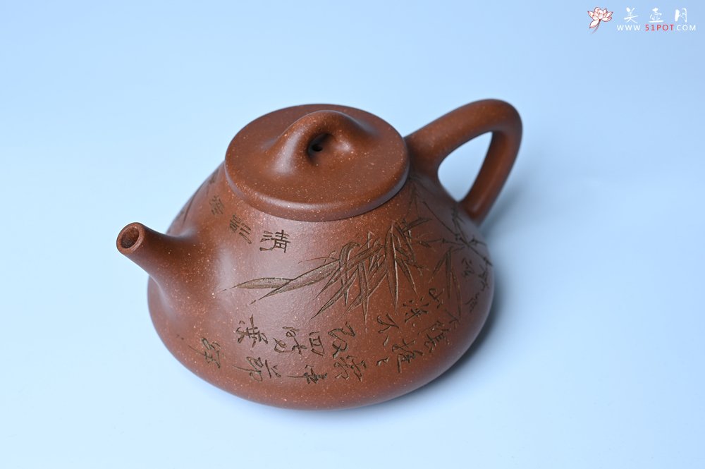 紫砂壶图片：潜力股周小培全手工降坡泥子冶石瓢 范小君徒杨志超装饰竹 特文气 - 美壶网