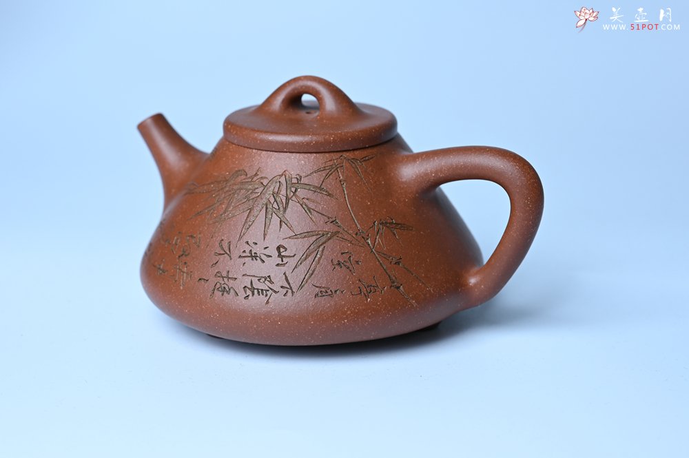 紫砂壶图片：潜力股周小培全手工降坡泥子冶石瓢 范小君徒杨志超装饰竹 特文气 - 美壶网