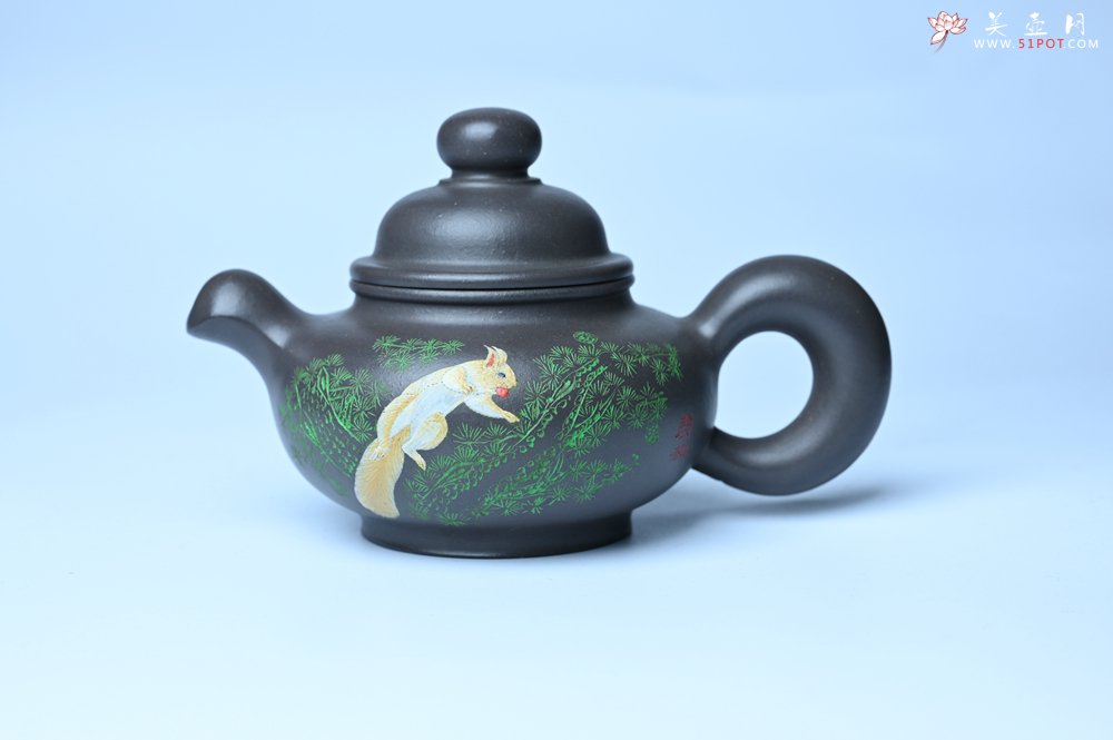 紫砂壶图片：美壶特惠 手工手制紫砂壶特好青灰泥松鼠壶 茶壶 茶具 单壶 - 美壶网