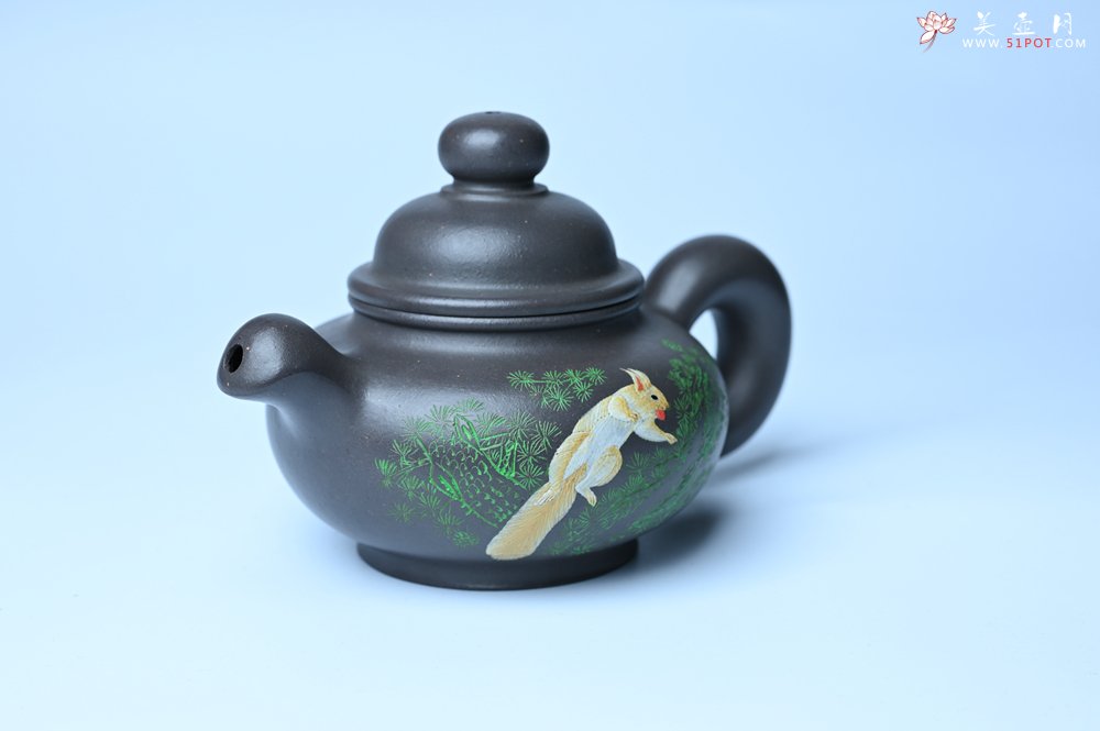 紫砂壶图片：美壶特惠 手工手制紫砂壶特好青灰泥松鼠壶 茶壶 茶具 单壶 - 美壶网