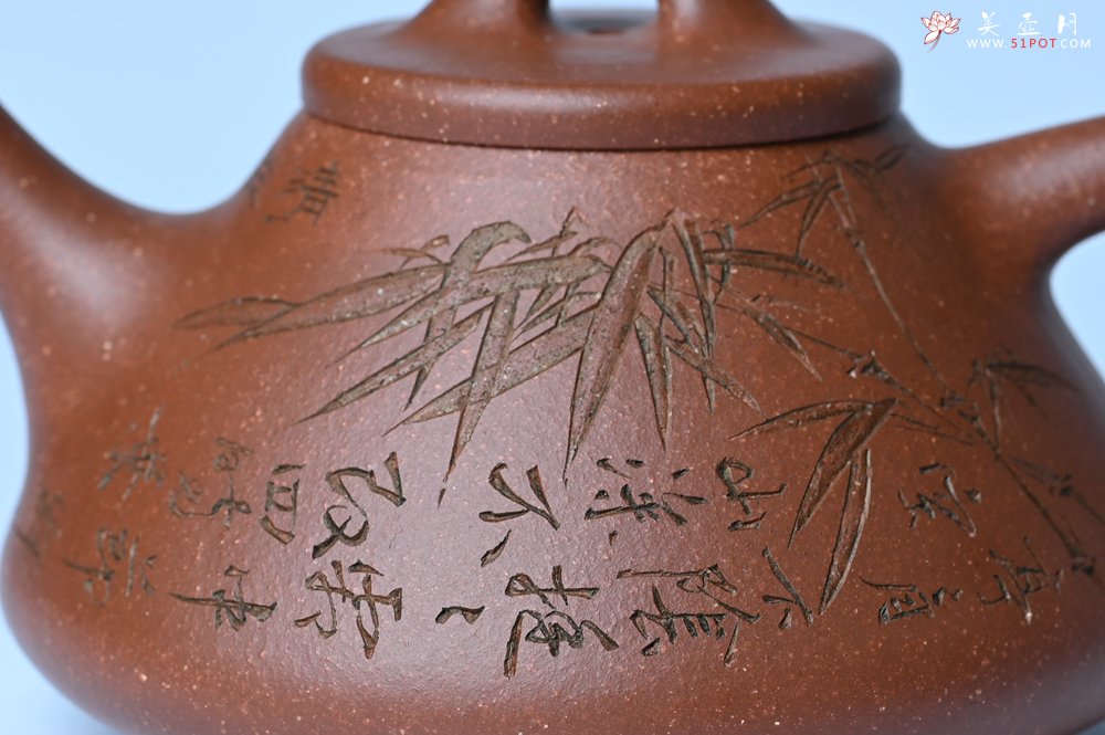 紫砂壶图片：潜力股周小培全手工降坡泥子冶石瓢 范小君徒杨志超装饰竹 特文气 - 美壶网