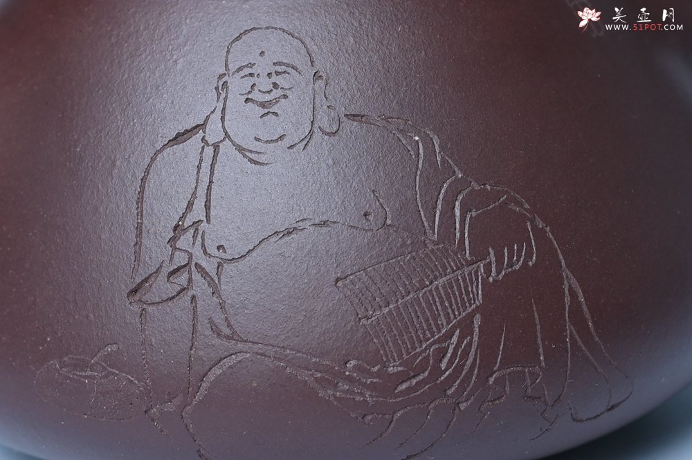 紫砂壶图片：油润底曹青 全手工景舟小石瓢 装饰人物 特文气 - 美壶网