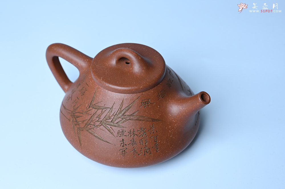 紫砂壶图片：潜力股周小培全手工降坡泥子冶石瓢 范小君徒杨志超装饰竹 特文气 - 美壶网
