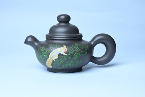 美壶定制老师紫砂壶 美壶特惠 手工手制紫砂壶特好青灰泥松鼠壶 茶壶 茶具 单壶 青灰泥