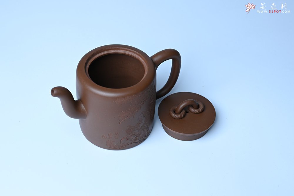 紫砂壶图片：美壶特惠 潜力股王静然 优质紫泥双圈壶 兴来每独往 胜事空自知 装饰文雅 - 美壶网