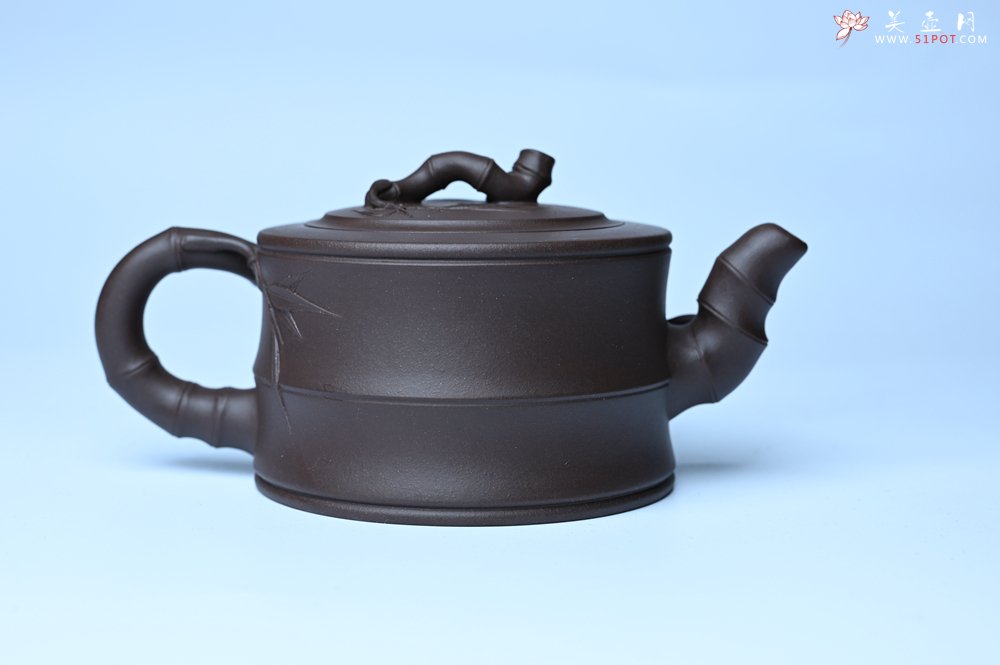 紫砂壶图片：美壶特惠 精致老紫泥可心竹段壶 茶人醉爱 - 美壶网