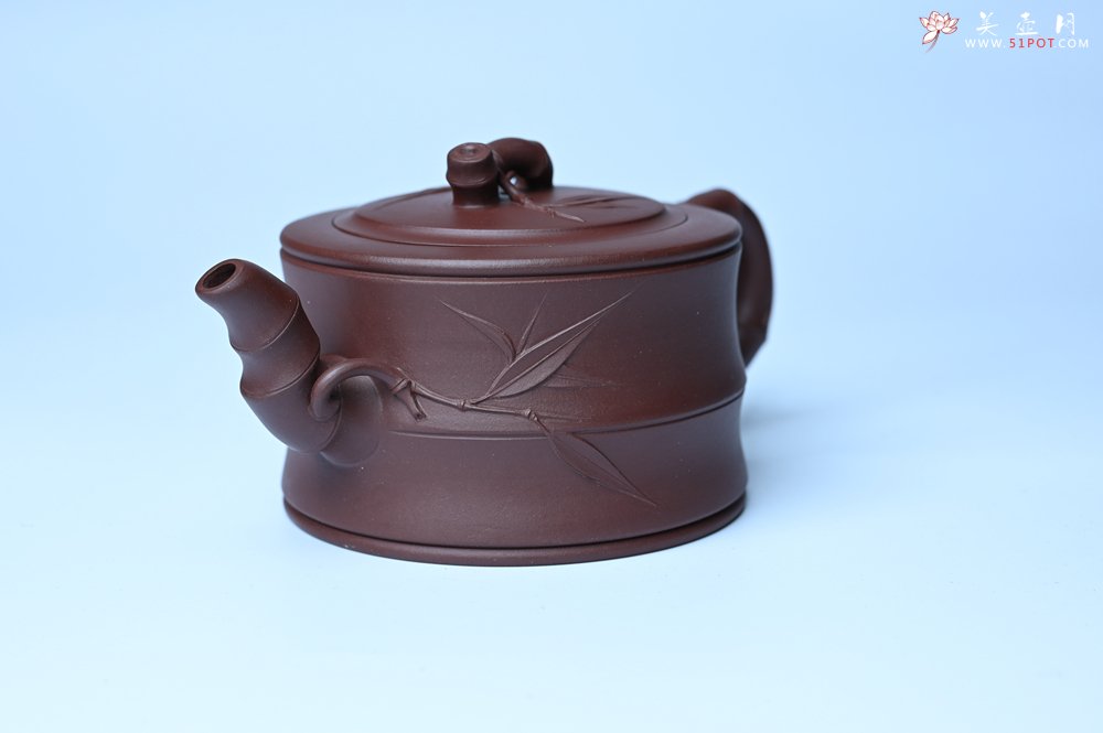 紫砂壶图片：美壶特惠 精致紫泥可心竹段壶 茶人醉爱 - 美壶网