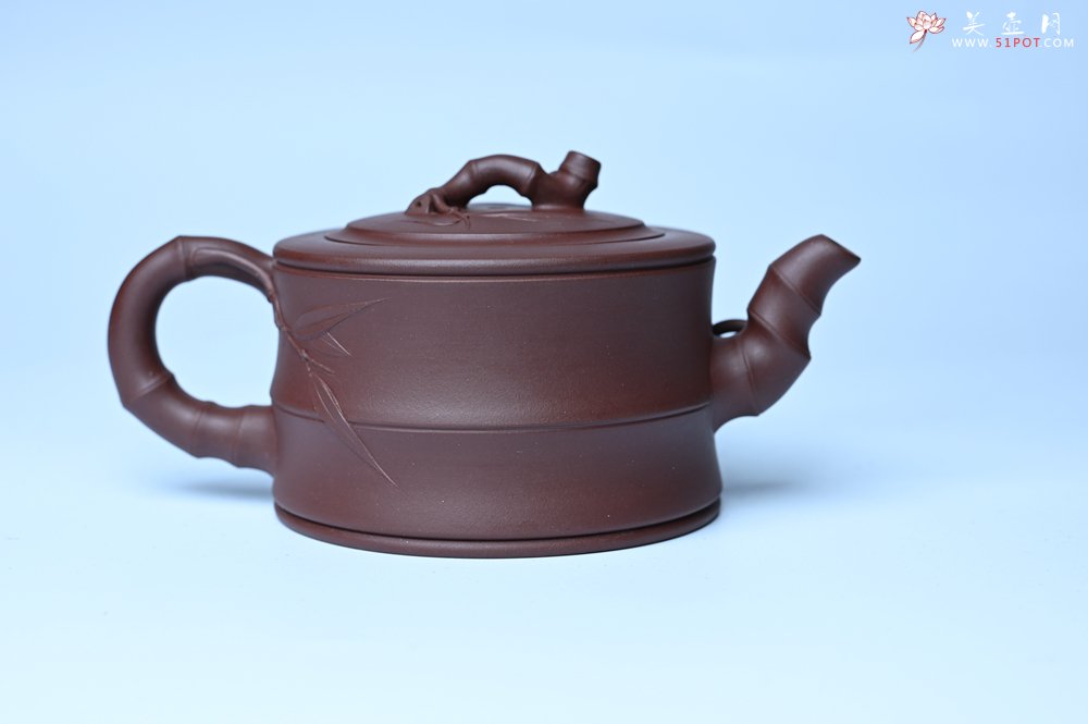 紫砂壶图片：美壶特惠 精致紫泥可心竹段壶 茶人醉爱 - 美壶网