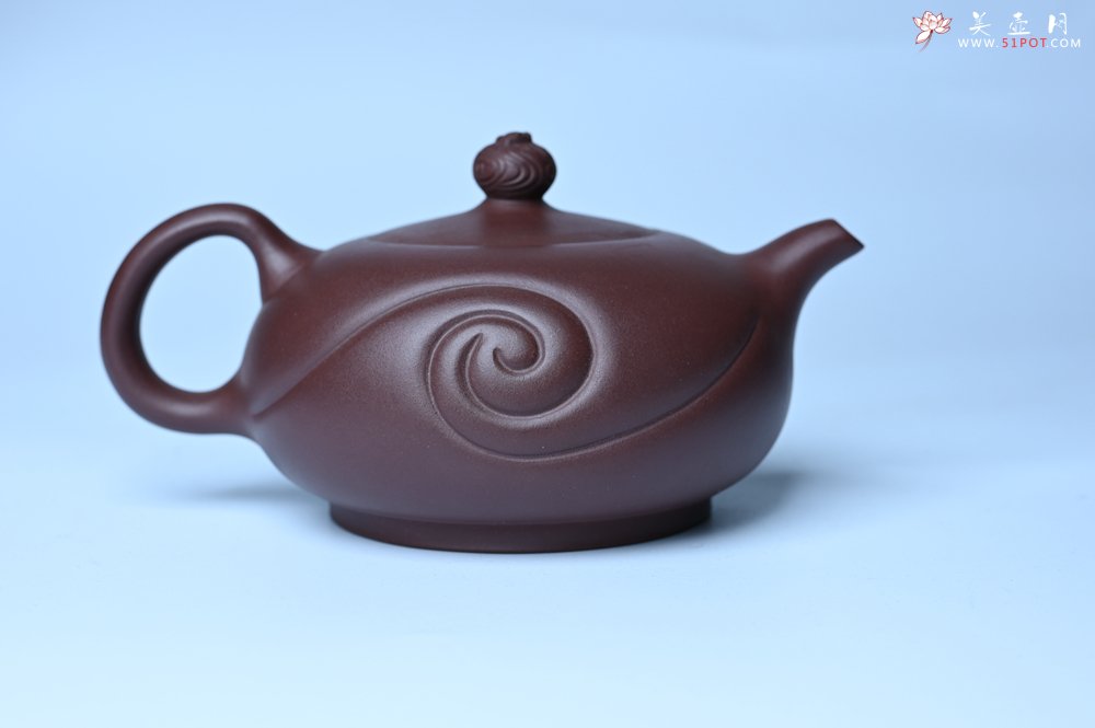 紫砂壶图片：美壶双11特惠 盖花泥 精工油润老紫泥如意半珠 茶人醉爱 - 美壶网