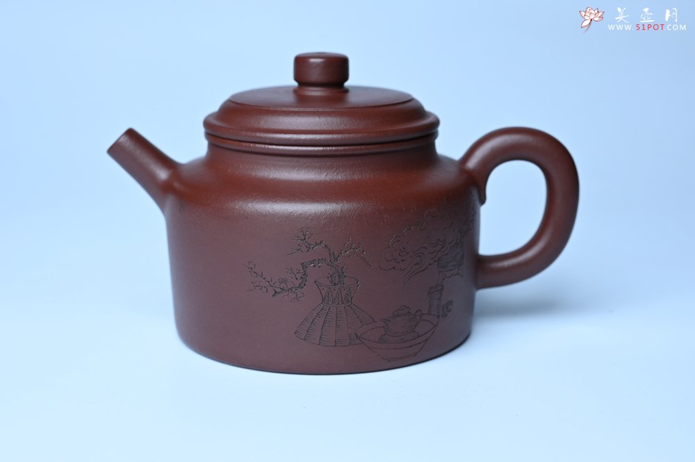 紫砂壶图片：油润黄龙山4号深井红皮龙 全手工德中壶 做工特好 装饰清供图 特文气 - 美壶网
