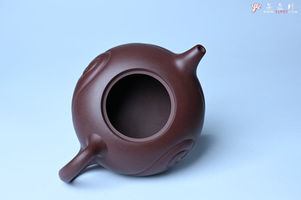 紫砂壶图片：美壶双11特惠 盖花泥 精工油润老紫泥如意半珠 茶人醉爱 - 美壶网