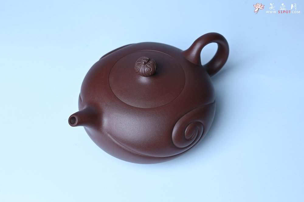紫砂壶图片：美壶双11特惠 盖花泥 精工油润老紫泥如意半珠 茶人醉爱 - 美壶网