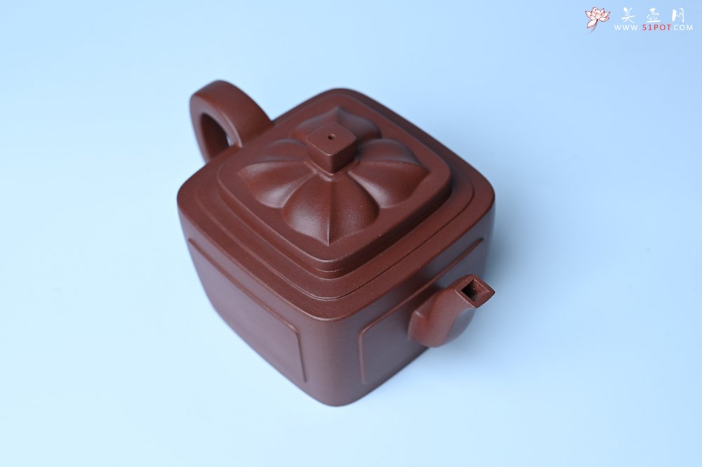 紫砂壶图片：美壶特惠 全手工优质紫红泥精致四方菱花壶 特文气 - 美壶网