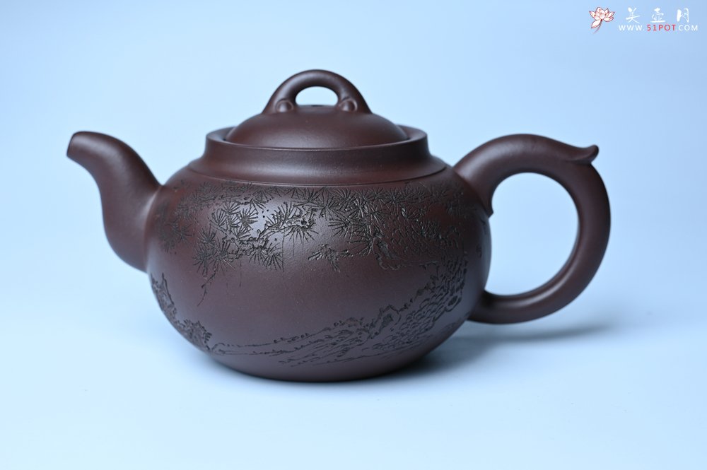 紫砂壶图片：特油润底曹青 全手工大蕴存心壶 卡盖难度相当大 明月松间照 清泉石上流 期待与亲结缘 - 美壶网