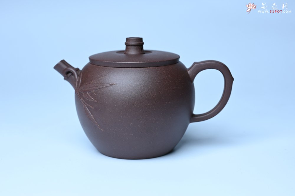 紫砂壶图片：美壶特惠 精致紫泥竹巨轮壶 茶人醉爱 - 美壶网